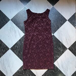 90s Burgundy Jacquard Shift Dress